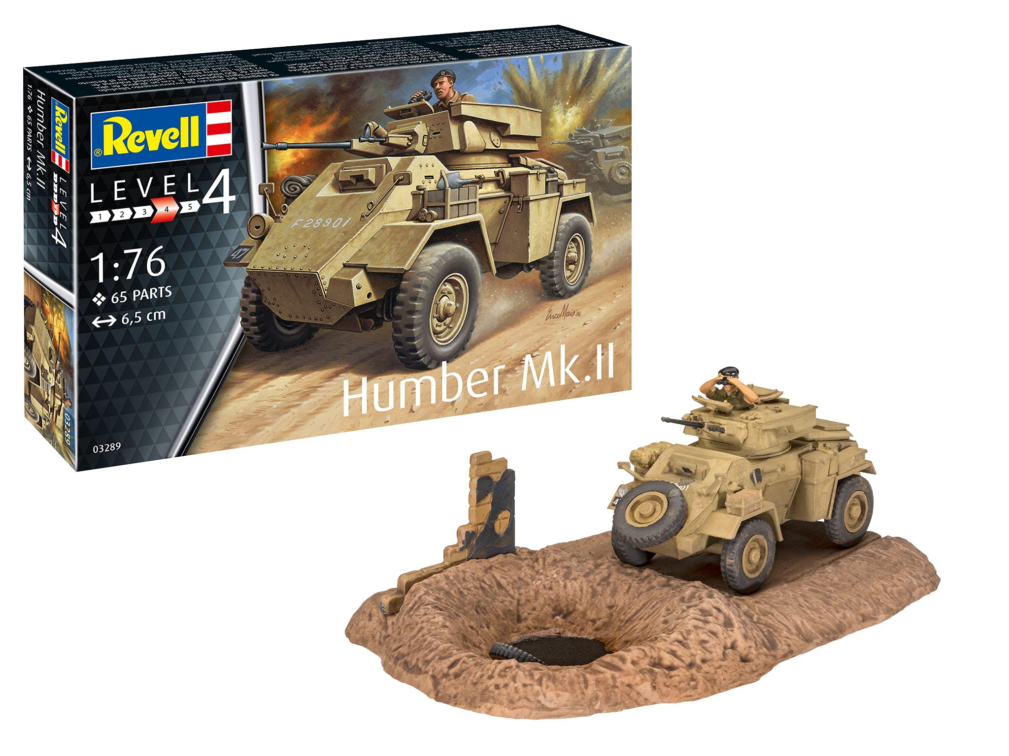 

Немецкий Revell Британская армия Бронеавтомобиль Humber Пластиковая модель 03289 1/76 Mk.II