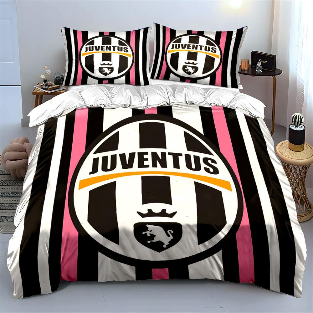 Juventus Logo Stripe Bedding Set Bedding Duvet Cover Set Duvet Cover Pillowcases  (1 * Duvet Cover 2 * Pillowcases, Without Duvet Insert)