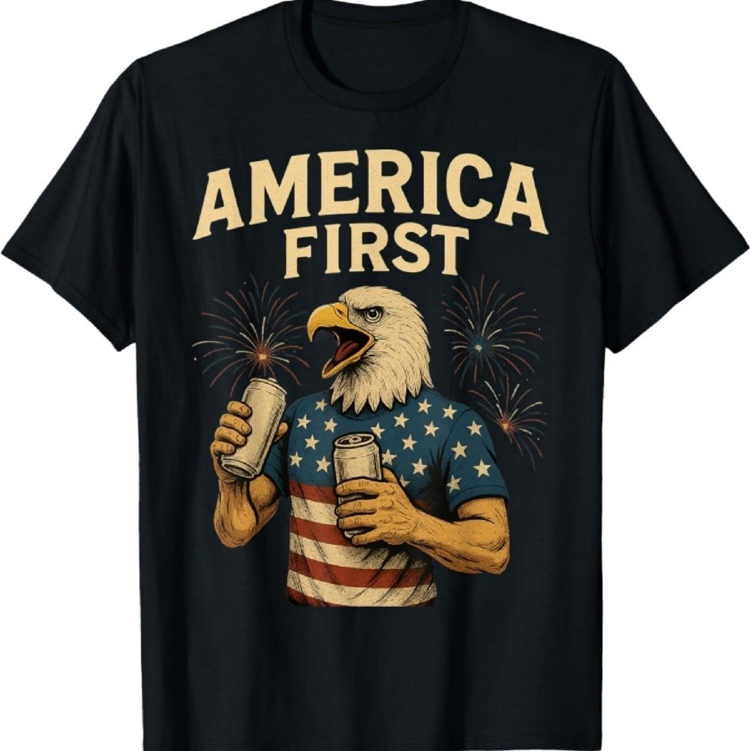 Америка прежде всего Белоголовый орлан Фейерверки Патриотическая футболка XXXXXL разноцветный