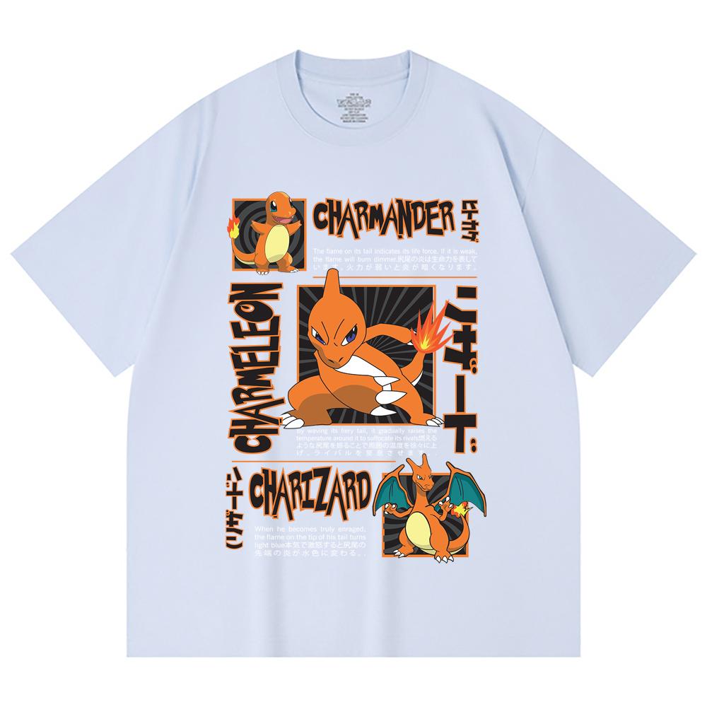 230 Gsm 100% Cotton Pokemon V5 Charmander Print Unisex Heavy Cotton T Shirt