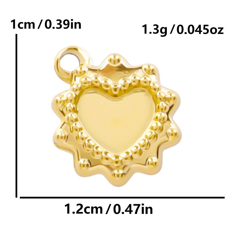 6pcs/Lot Different Heart Pendants For Jewelry Making Supplies 18k Real Gold Plated Stainless Steel Charms Bulk Sun Flower Charm