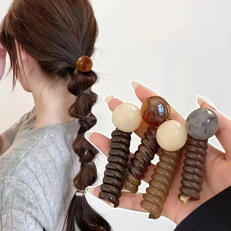 1PCS Retro Telephone Line Hair Ring Female Temperament Simple Bubble Braid Hair Artifact Headband Ponytail Hairband Hair Accessories