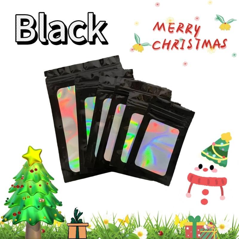 

50pcs Smell Proof Mylar Bags Holographic Laser Color Plastic Packaging Pouch Jewelry Retail Storage Pouch Gift Zip Lock Bag 6x10cm