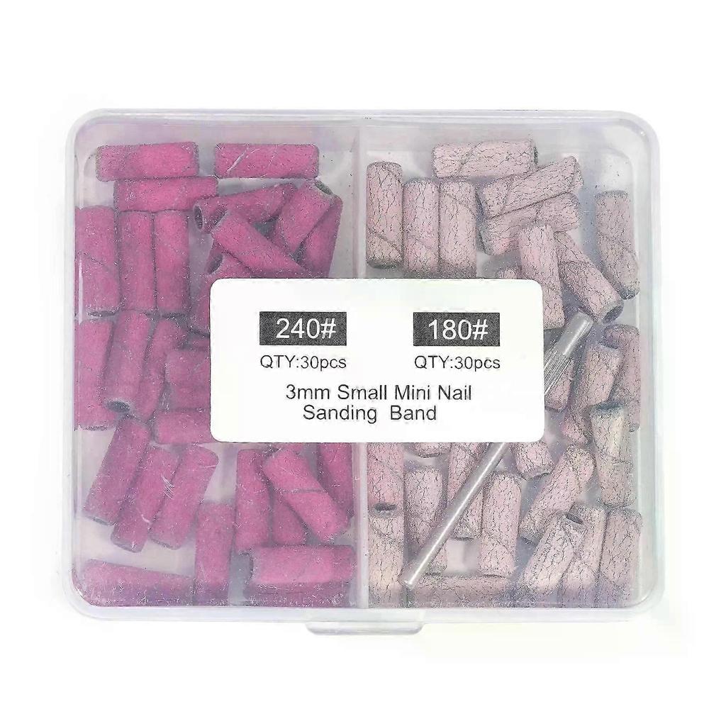 Pack of 60 Sanding Sleeves, Mini Grit Sanding Belts with 1 Pieces Nail Drill, Grit Sanding Caps Nail Cutter, Small Sanding Belts, Sanding Caps for Nai