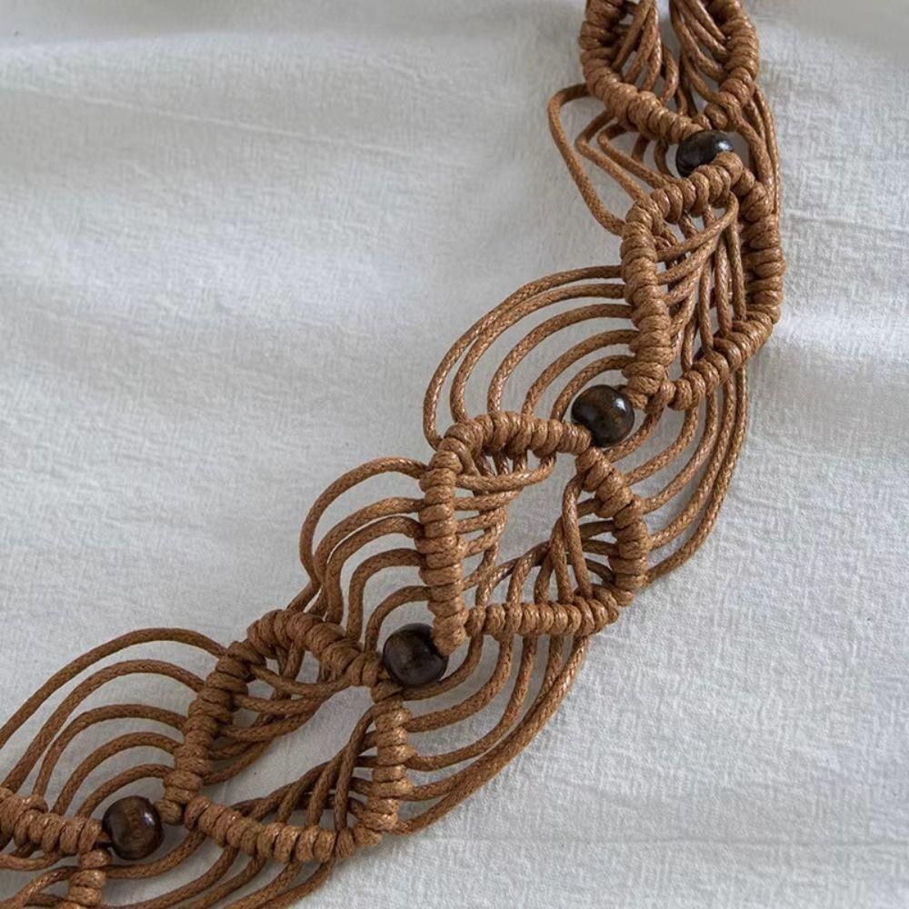 Wax Rope Female Waist Rope Woven Knot Ethnic Style Waist Chain Fashion Waist Belt  for Women