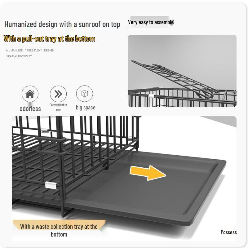 Indoor Pet Cage with Toilet for Small Dogs and Cats