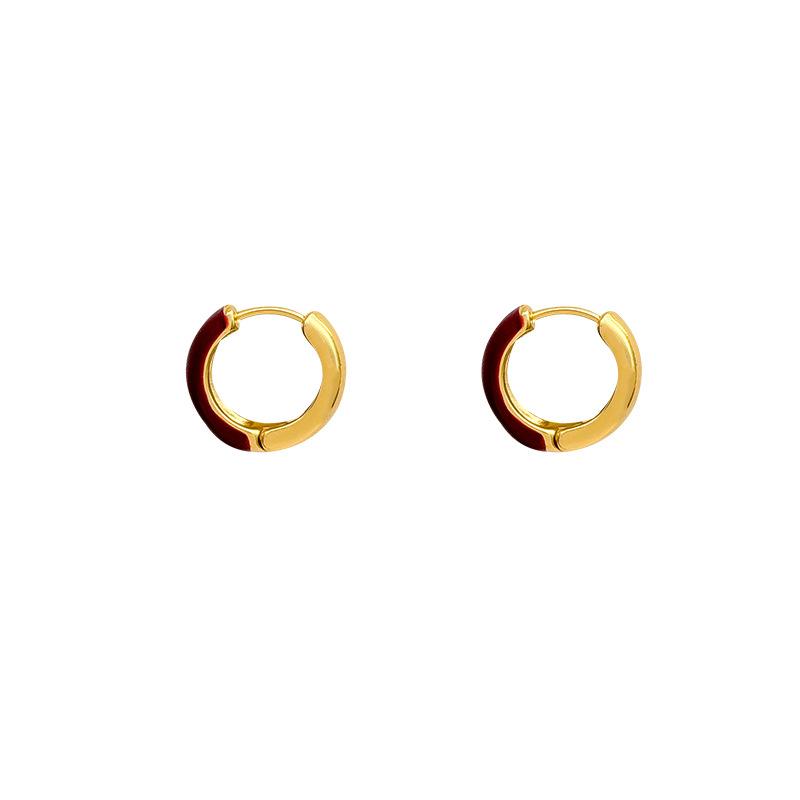 Maillard gold circle ear buckle earrings women's 2026 new popular autumn and winter stud earrings light luxury earrings