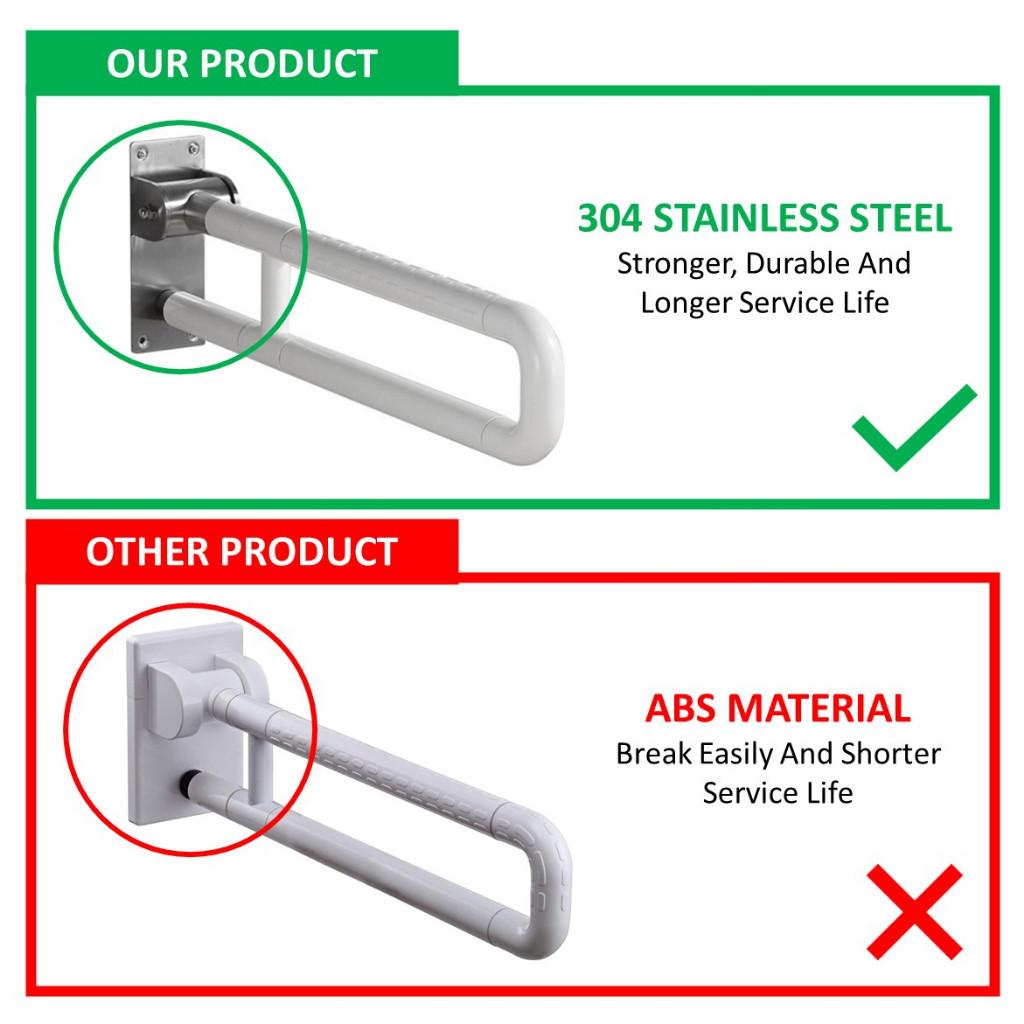 304 Stainless Steel Bathroom Safety Folding Grab Bar Toilet Safety Handle Bar 60*8*20CM