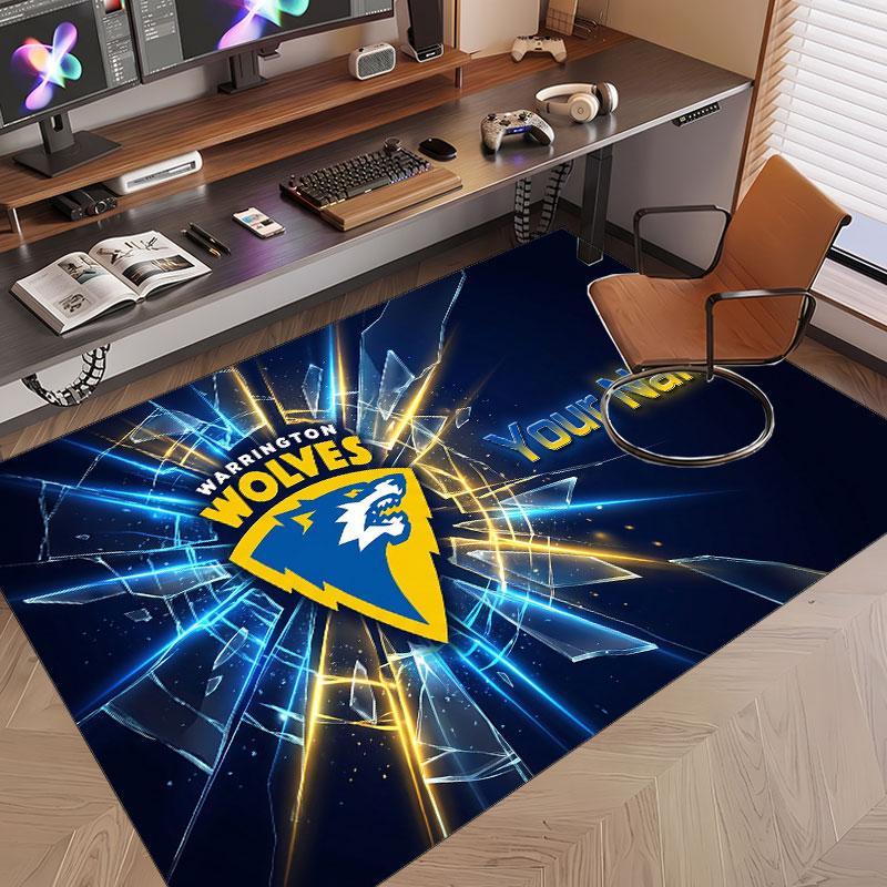 Custom Rug Warrington Wolves FC Pattern Print Name Text Soft Non‑Slip Floor Carpet for Home Indoor Decoration