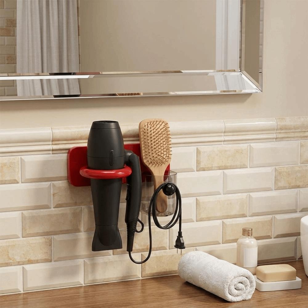 Punch Free Hair Dryer Holder Wall Mounted Hair Dryer Storage Rack Blower Holder for Toilet