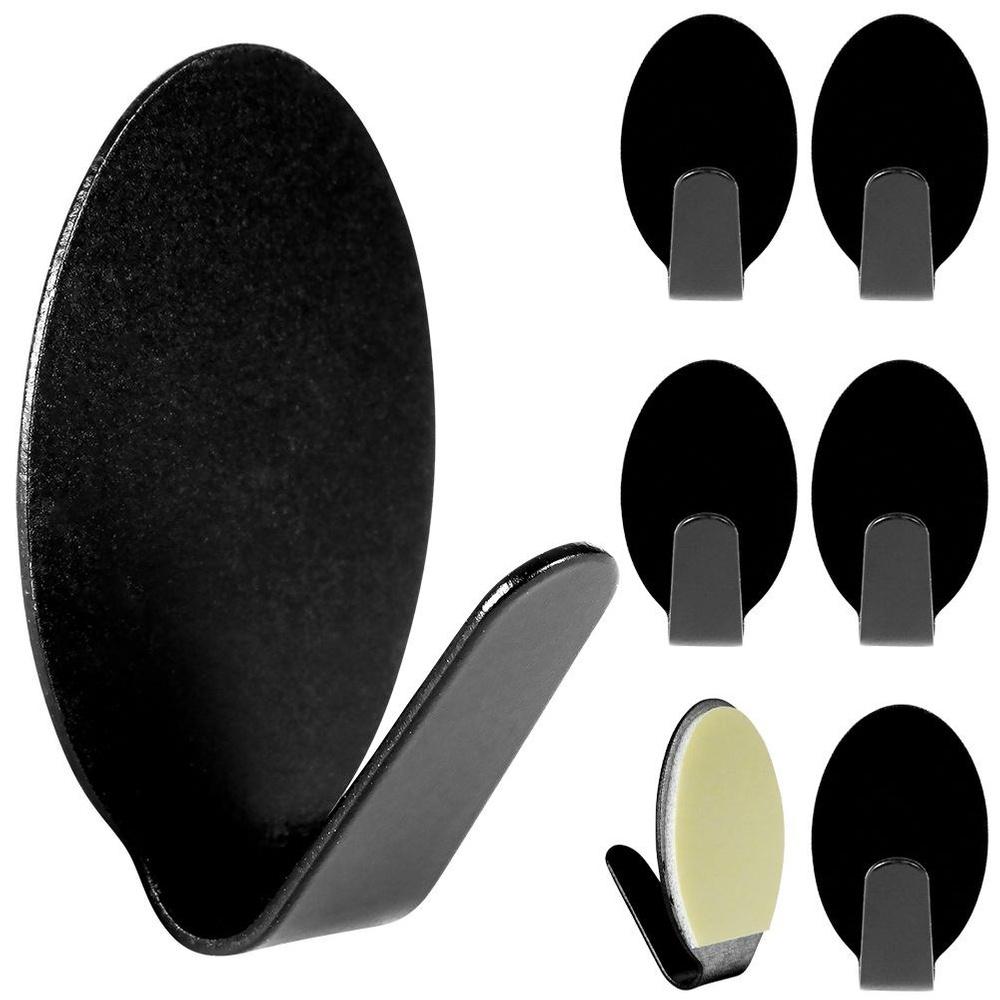 Self-adhesive hanger hook, steel, black, 3x2 cm, 6 pcs.