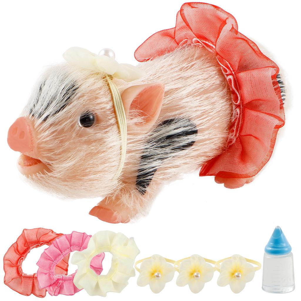 Mini Pig Doll Toys Soft Silicone Piggy Ornaments Lifelike Newborn Pig Doll Toys with Clothes Accessories Kids Christmas Gifts