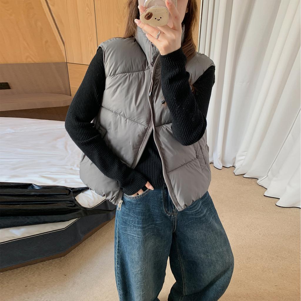Fashion versatile cotton clothes vest autumn and winter new ins stacked wear vest stand-up collar vest jacket top women