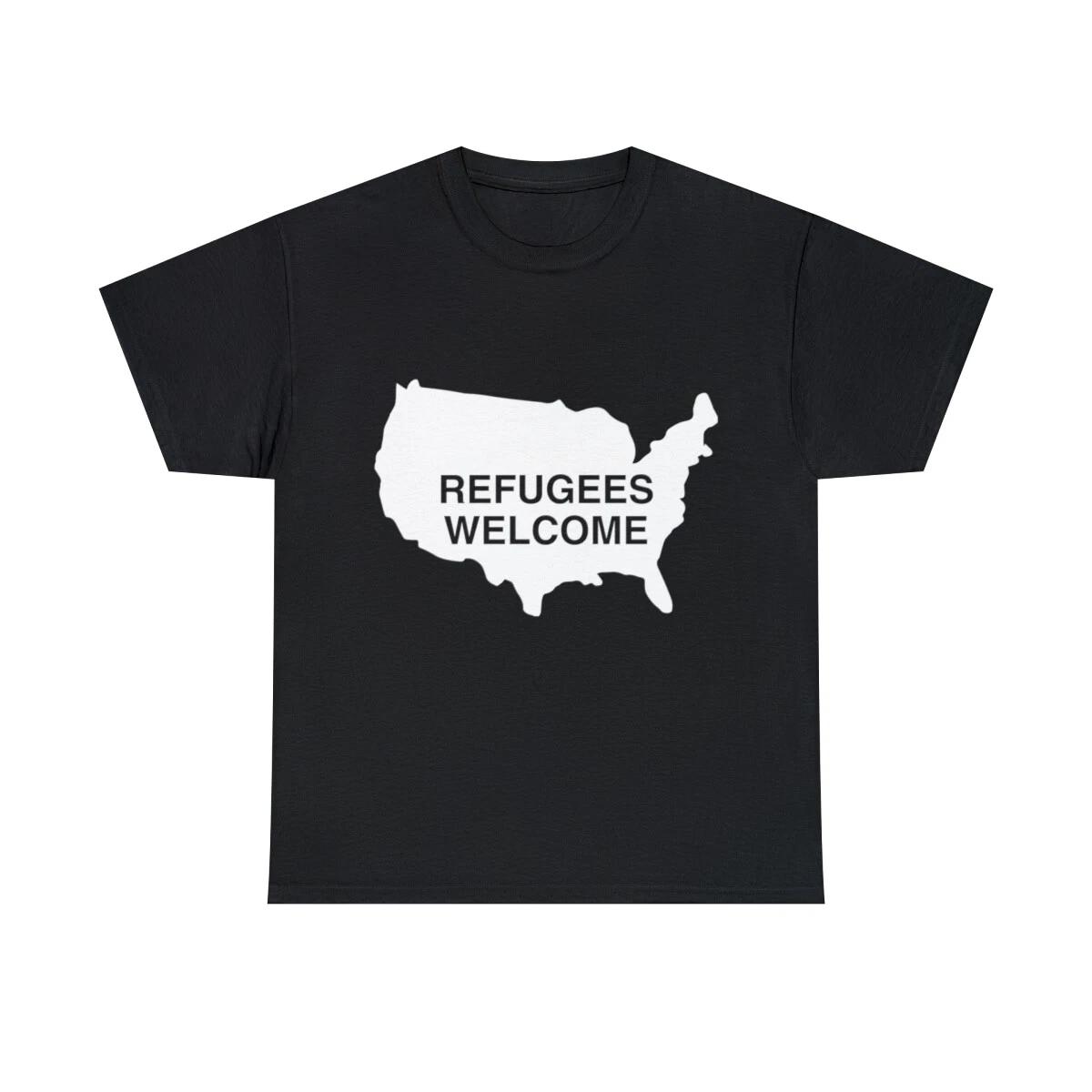 Refugees Welcome USA Graphic Tee Shirt, S-5XL L