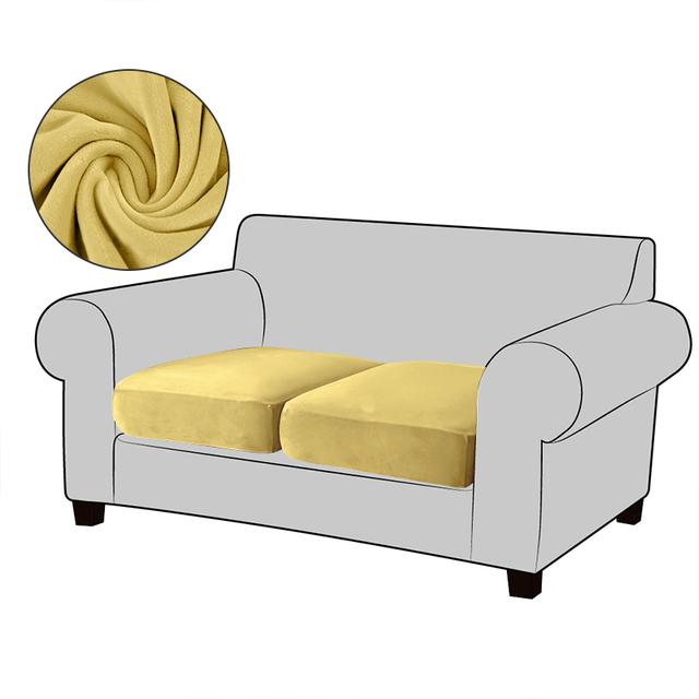 White Velvet Sofa Seat Cushion Cover Elastic For Living Room Corner Couch Cover Stretch Sofas Case Seat Slipcover 1 2 3 4 Seater for Home