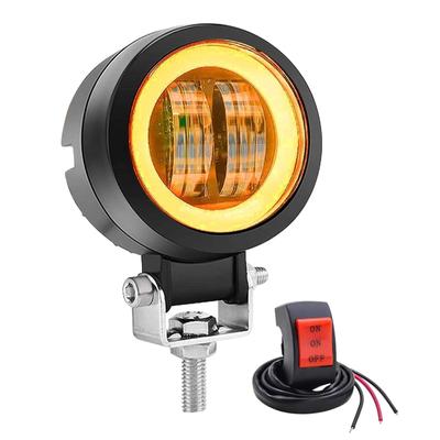 Feux de Brouillard pour Moto Biqing avec Lignes de Coupe, 12V/24V, LED, Étanche IP68, Lumière Auxiliaire, Durée de Vie de 50 000 Heures (Blanc + Ambre)