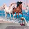 Tapet 3d Cal European la Galop Living TV Sofă Fundal Mural Frescă Clasic 3d