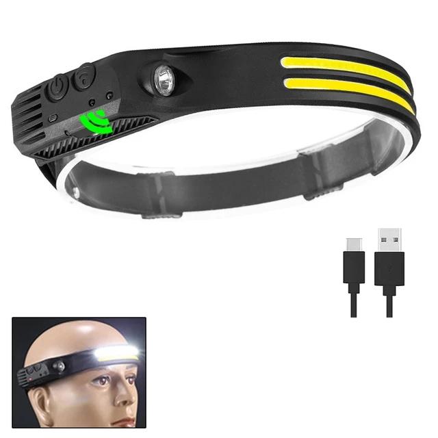 Novo Farol LED COB Multimodo com Sensor Bateria Embutida Recarregável por USB À Prova d'Água Lanterna para Acampamento ao Ar Livre Pesca