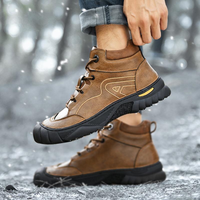 FashionMan Casual Boots Motocross Outdoor Shoes Comfy Genuine Leather Winter Men's Boots Fashion Luxury Brand Men Shoes Hiking Boots