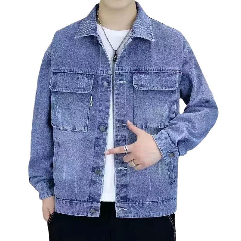 Men's 2024 Spring/Autumn Denim Jacket - Durable, Casual, and Stylish for Construction Site Wear