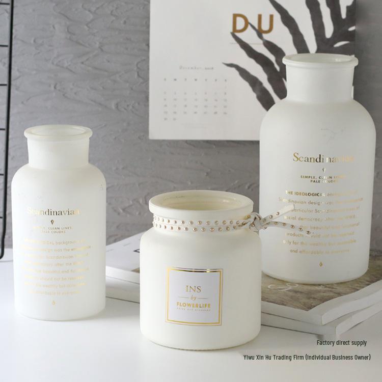 Vaso Preto Minimalista Nórdico - Branco Fosco, Decoração de Flores para Sala de Estar Pequena