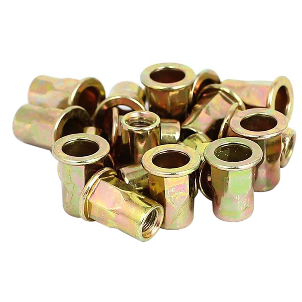 20 pieces M8 Car Bronze tone Carbon steel thread Half hexagon rivet nut Nuts