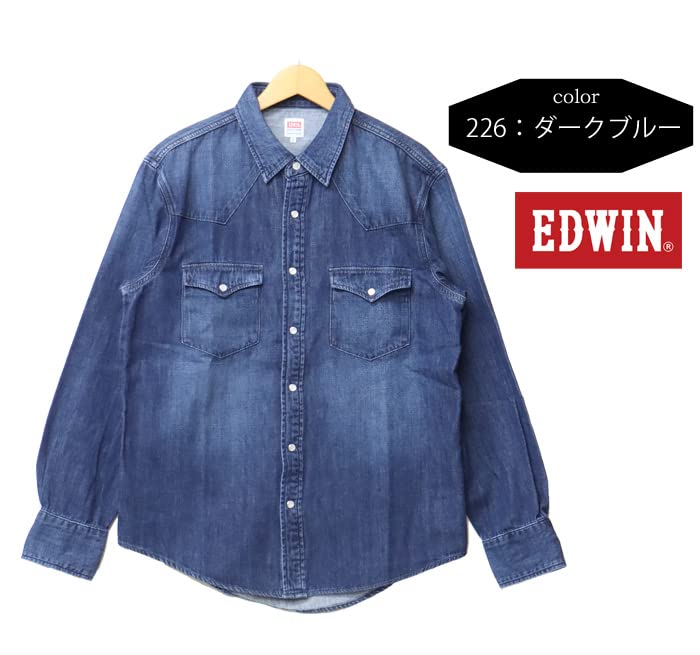 Top Denim Western Shirt Long Sleeve ET2129 Medium Blue L [Edwin] Men's