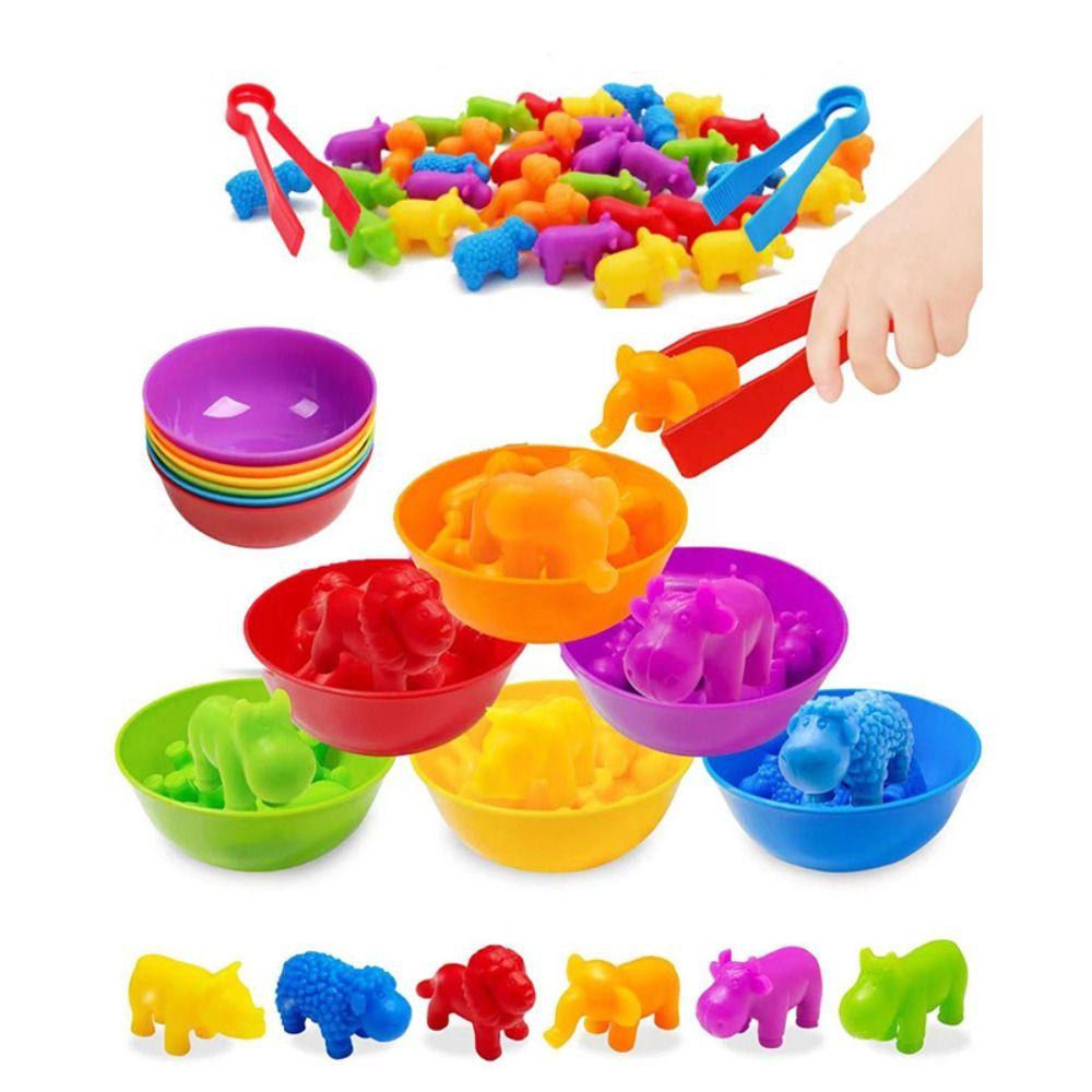 Counting Sorting Game Animal Puzzle Toy Educational Color Sorting Bowl Toy  Children'S Gift