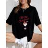 Christmas T Shirt White Merry Christmas Cocktail And Gingerbread Man Print Casual Wear For Holiday Season