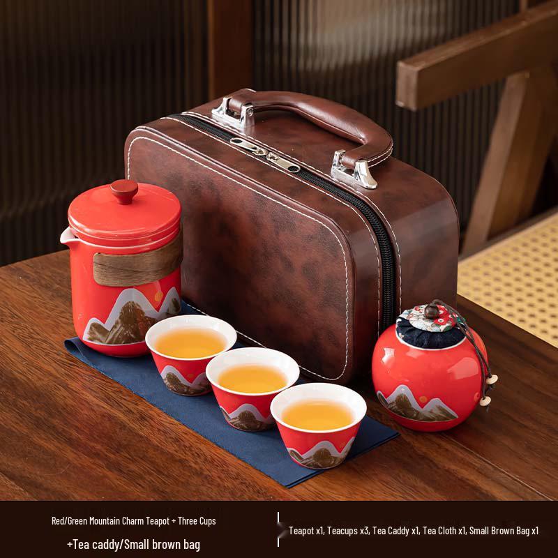 Portable Ceramic Kung Fu Tea Set - Travel Quick Cup for Office or Outdoor Use, Ideal Business Gift