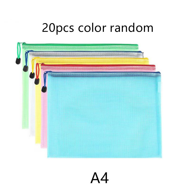 5~20PCS A4/A5 Mesh Zipper Pouch Document Bag Pen Bag Storage Bags Waterproof Zip File Folders School Office Supplies TMZ