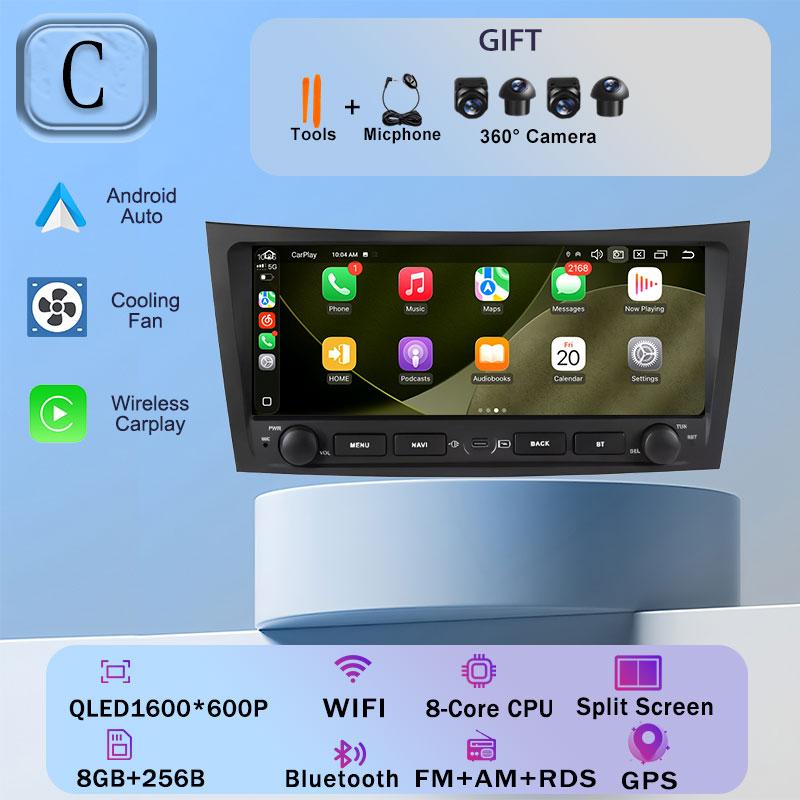 Écran Android 16 de 9,3 pouces pour Mercedes Benz Classe E W211 E200 E220 E300 E350 E240 E270 E280 Classe CLS W219 2002 - 2009 WiFi 4G CarPlay