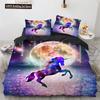 Unicorn Beding Set 3D Print White Horse Soft Duvet Cover Set Pink Background King Quen Ful Twin Sized Dimensions For Children Kids Ten Warm Comforter