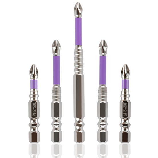 6Pcs/Set 25/50/65/70/90/150MM Magnetic Screwdriver Bits Set Non-Slip Heavy Duty Metal Impact-Resistant Hand Drills Impact Wrench Bits Replacement
