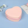 Heart-Shaped Jewelry Box Portable Travel Necklace Pendant Ring Earrings Storage PU Leather Zipper Cute Jewelry Organizer Box