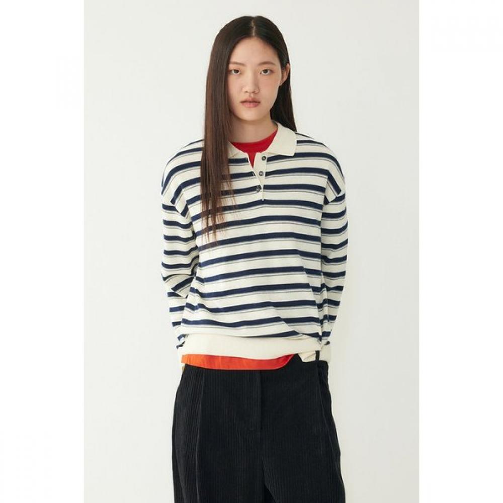 Studio Tomboy Stripe Long Sleeve Collar Knit 9176452981
