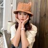 Cat Ear Hat for UV Sun [Qzkouma] Women, Protection, Hat, Spring/Summer, Stylish, Cute, Face-Slimming Effect, MOYU-99 (Brown)