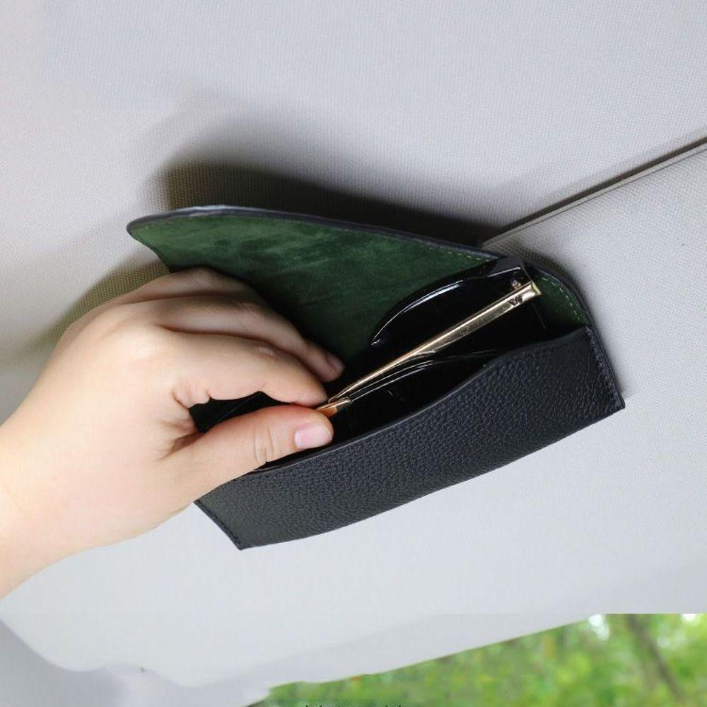 Universal Auto Sun Visor  Sunglasses Holders PU Leather Eyeglasses Clip  Car Interior Accessories