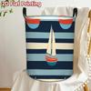 1pc of a Two-Dimensional Flat Printed Laundry Basket Featuring Adorable Nautical Stripes, Made of Polyester. Ideal for a Foldable Canvas Laundry Hampe