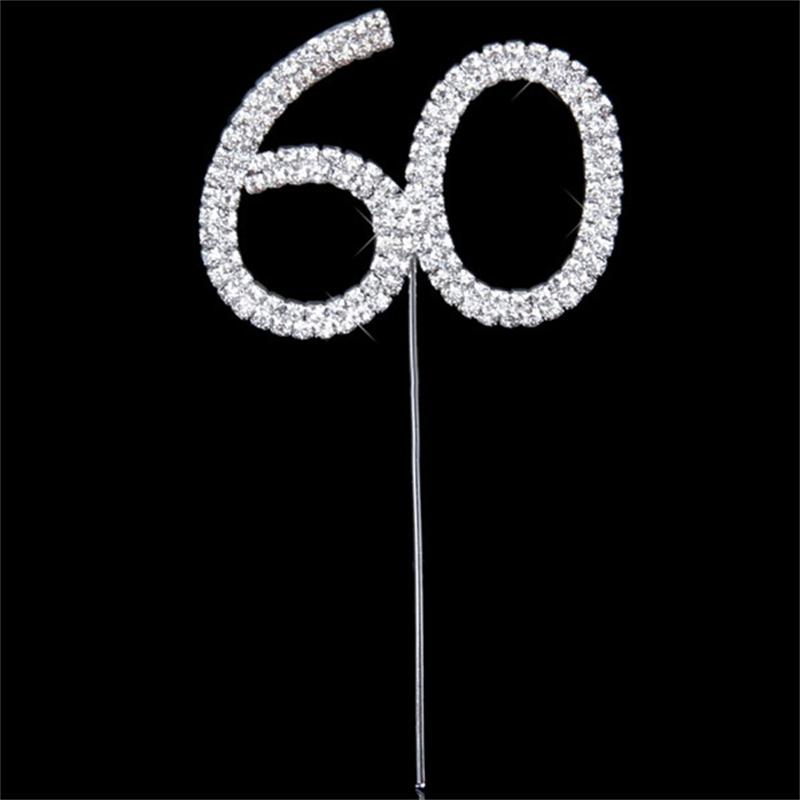 

Shiny Double Row Diamond Arabic Numerals 10 18 20 50 60 Anniversary Birthday Cake Party Holiday Decoration Elderly And Children 1pc