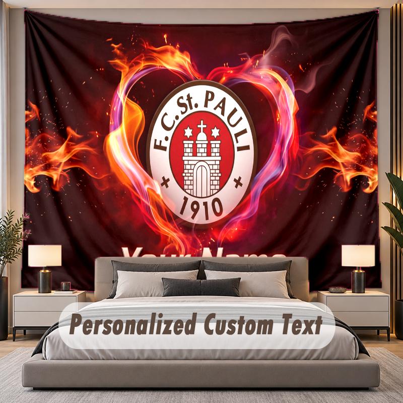 Custom Name Text Tapestry FC St. Pauli Personalized Polyester Wall Tapestry For Bedroom And Room