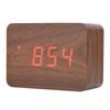 Wooden Electronic Digital Alarm Clock Temperature LED Display Sounds Control Brown