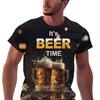 Men's Stylish Beer Printed T-shirt Cartoon Graphic Crew Neck Breathable Streetwear First Choice for Unique Outfits