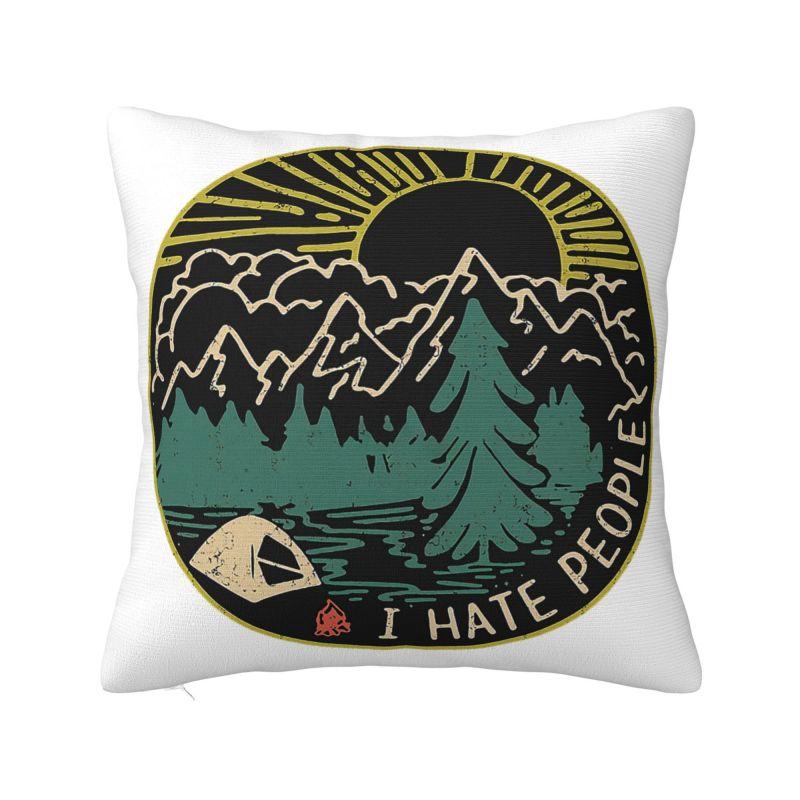 Camping Hiking Mountain Nature River Cushion Cover Soft Adventure Camper Throw Pillow for Sofa Square Pillowcase Home Decorative