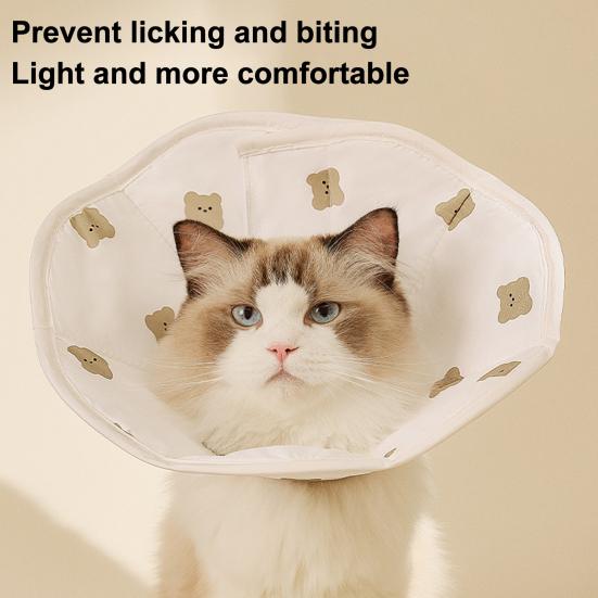 Pet Cone Collar Waterproof Cat Recovery Collar Cute Bear Print Soft Recovery Cone