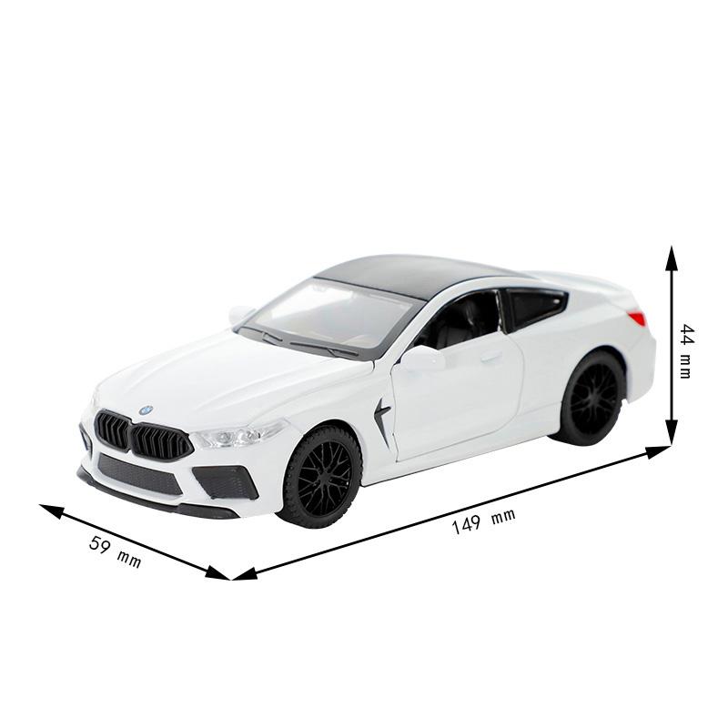 Simulation 1:32 BMW M8 Alloy Diecast Sports Car Model Sound Light Pull Back Toy Trendy Miniature Ornaments Gift for Childrens