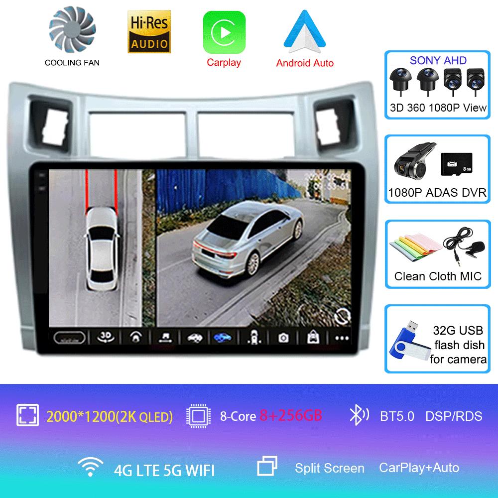 For Toyota Yaris 2005 2006 2007 2008 2009 2010 2011 2012 Carplay Car Multimedia Player Radio Car Radio Android 14 GPS Navigator