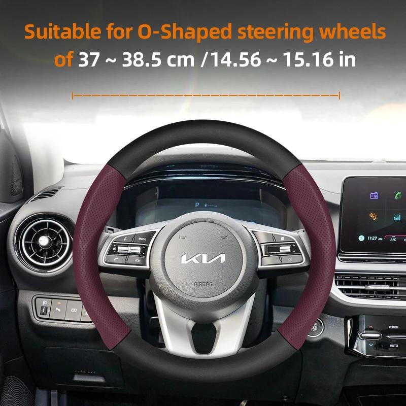 För KIA Kolädertextur Perforerat Läder Rattöverdrag Sportage Nq5 Rio 3 4 Ceed Jd Stonic Stinger Forte Picanto