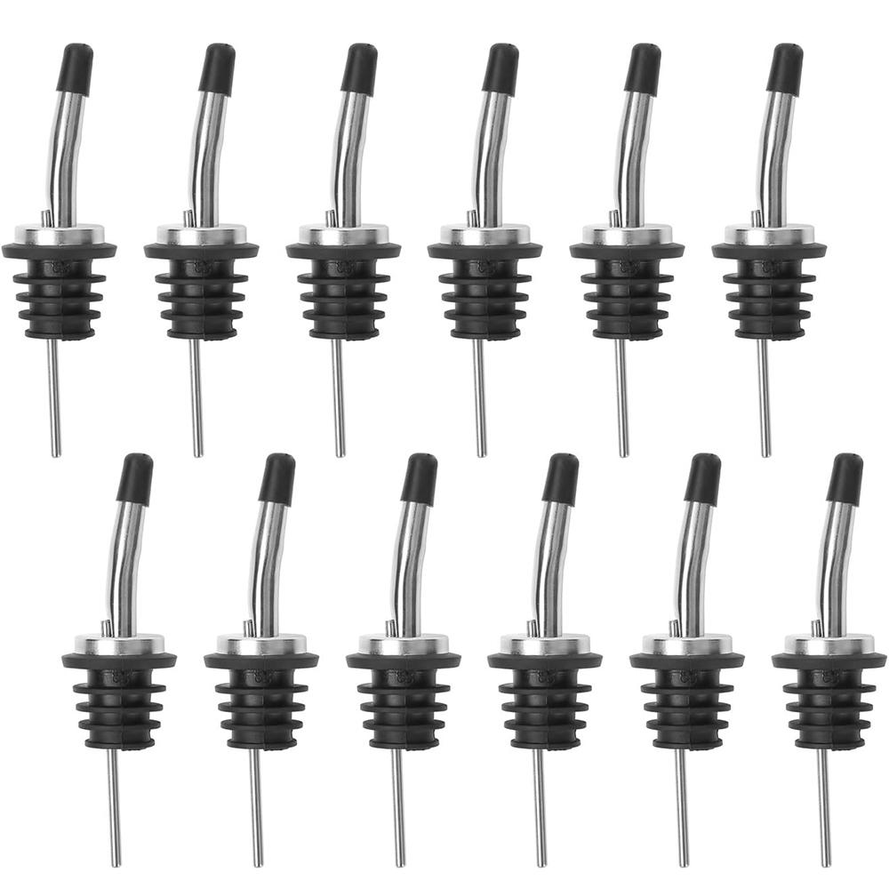 LMETJMA Classic Liquor Bottle Pourers Stainless Steel Olive Oil Spouts Bar Liquor Pourers with Rubber Dust Caps For Alcohol Oil