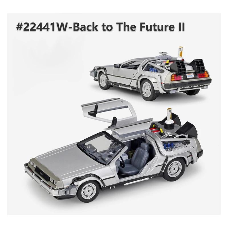 WELLY 1:24 Diecast Alloy Model Car DMC-12 Delorean Back To the Future Time Machine Metal Toy Car For Kid Toy Gift Collection